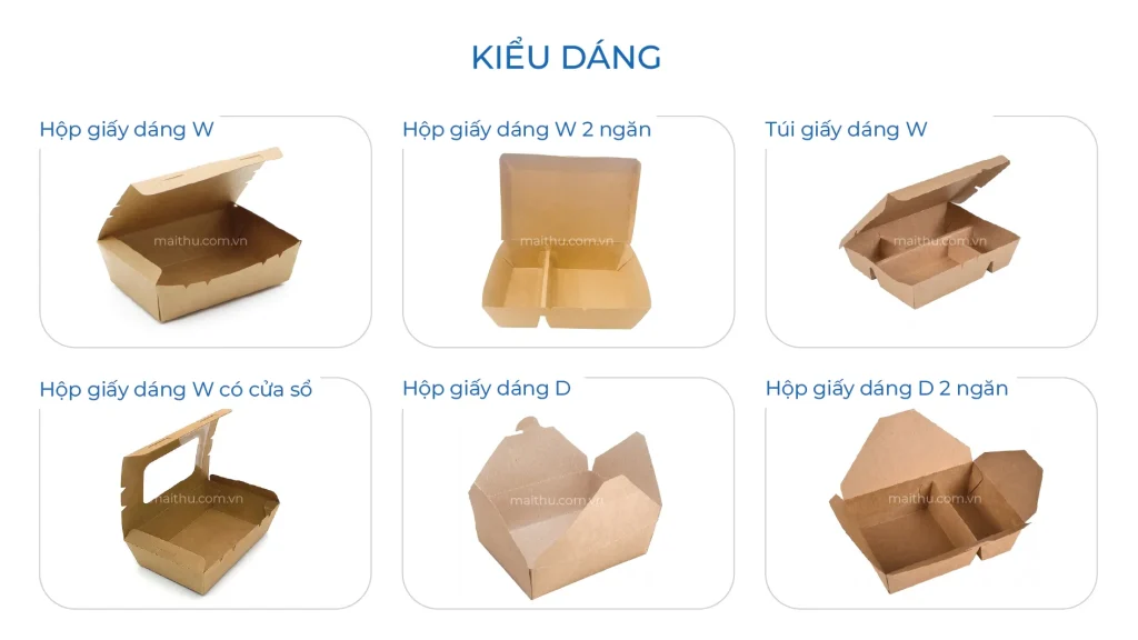 Kiểu dáng hộp giấy thực phẩm