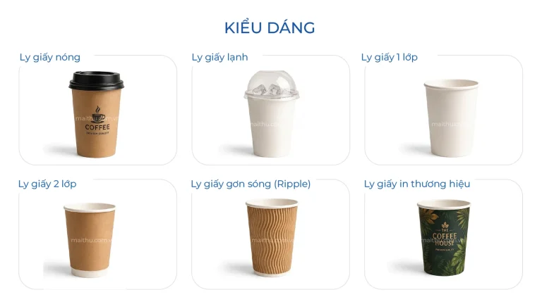 Kiểu dáng ly giấy