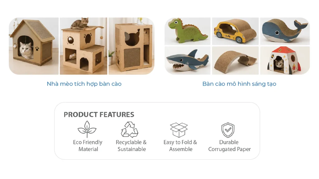 Mẫu nhà mèo tích hợp bàn cào